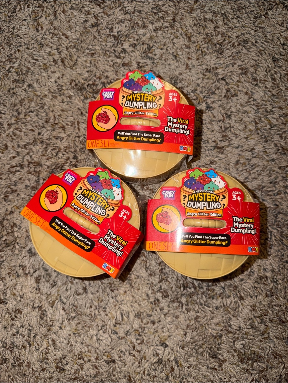 Lot of 3 Angry Glitter Edition Crazy Gun RMS Mystery Dumplings